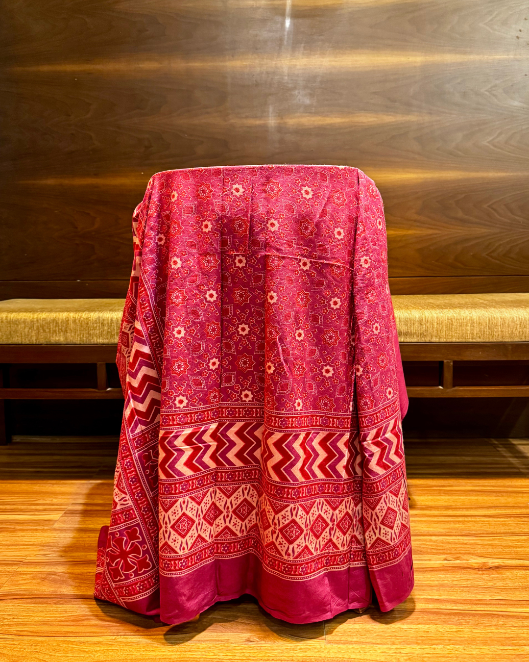 Deep Pink Ajrakh Pure Cotton Dupatta