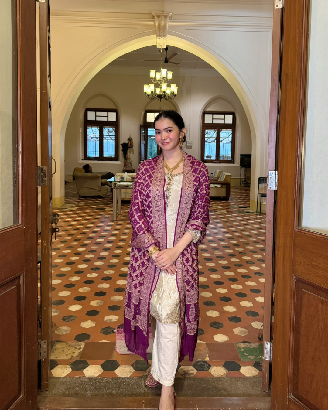 Regal Purple Banarasi Bandhani Silk Dupatta