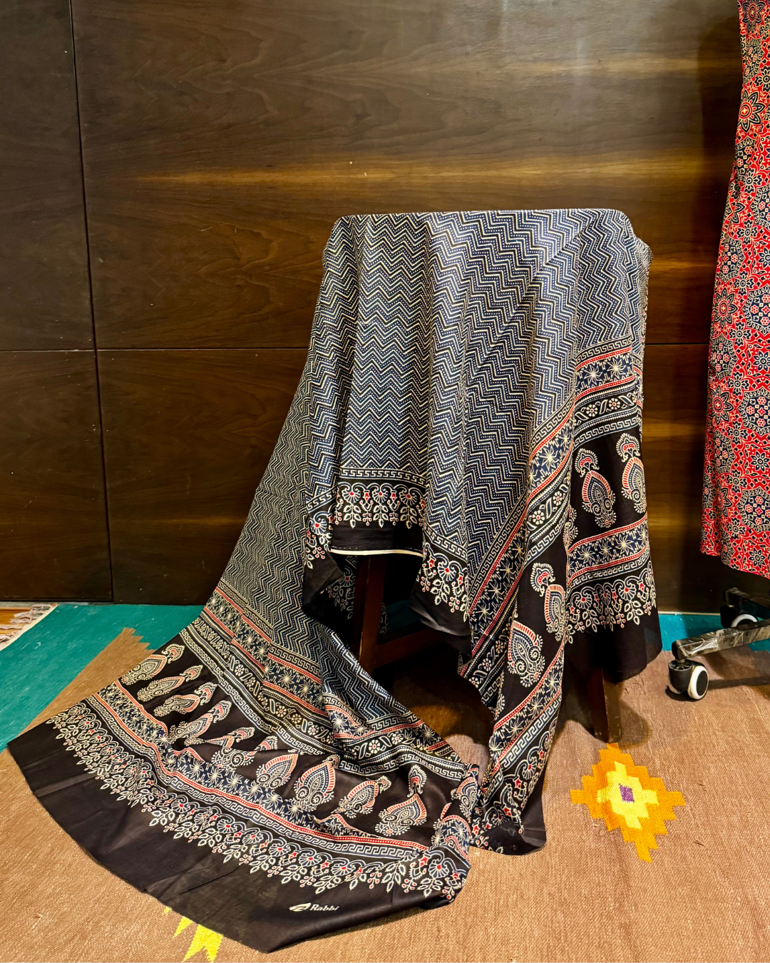 Classic Ajrakh Unstitched Modal Silk Dress Material Set