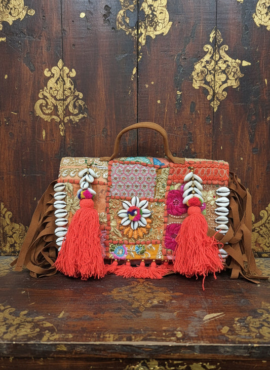 Orange Kutchi Handmade Crossbody Bag
