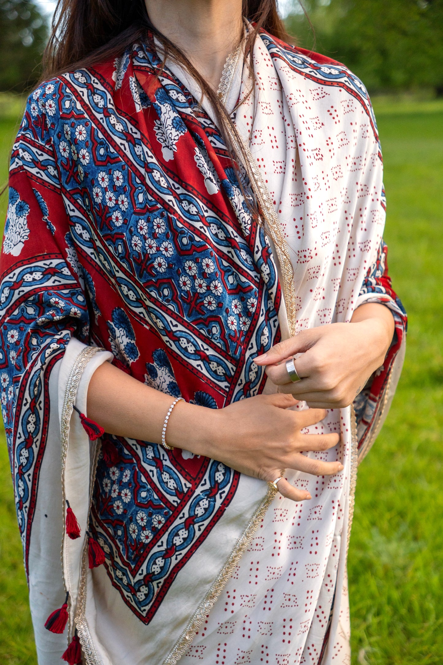 Ajrakh Indigo & Ivory Pure Modal Saree