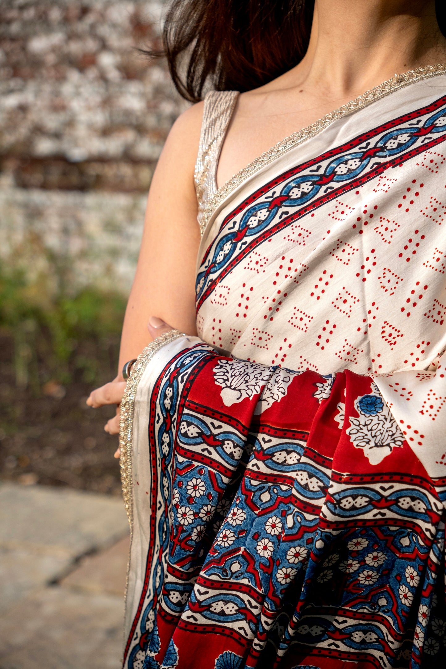 Ajrakh Indigo & Ivory Pure Modal Saree