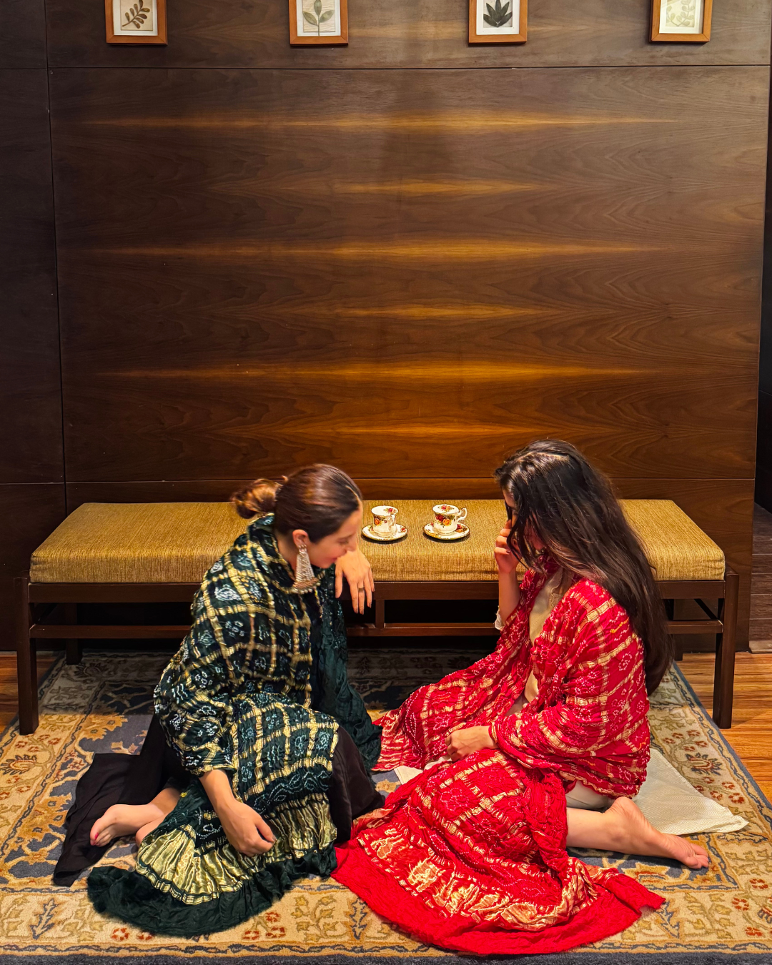 Red Bandhani Gajji Silk Gharchola Dupatta with Lagdi Patta