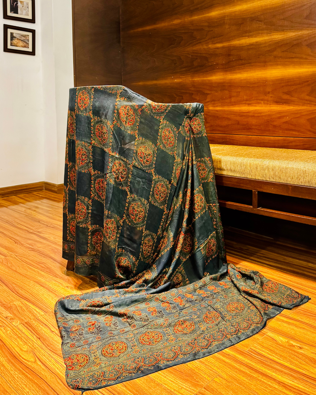 Green Ajrakh Cotton Silk Dupatta