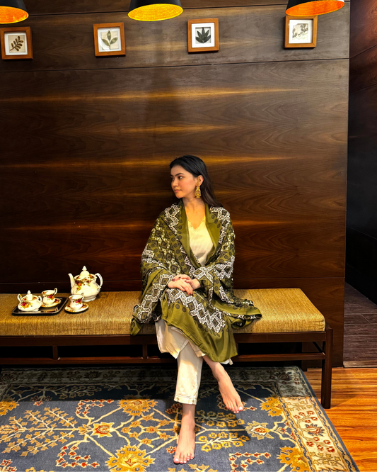Green Ajrakh Pure Cotton Dupatta