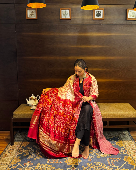 Shades of Pink Modal Silk Bandhani Dupatta