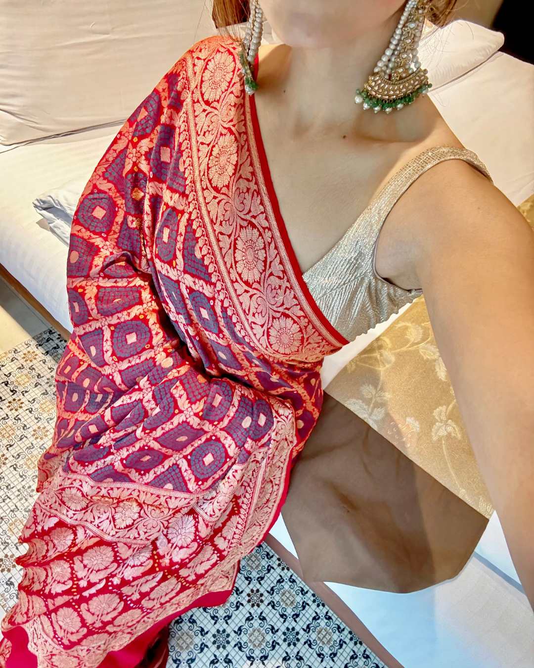 Pure Georgette Bandhani Saree